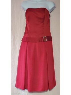 (A1112) Formal Alfred Angelo Claret Maroon Burgundy Satin Rhinestone Belt Adornm